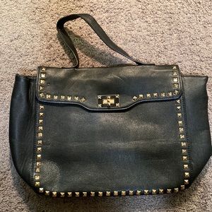 Forever 21 Woman Black Faux Leather Tote Bag w/Studs